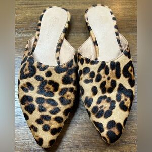 Madewell The Remi Mule in Leopard Calf Hair Leather Size 7 Slip On Flats